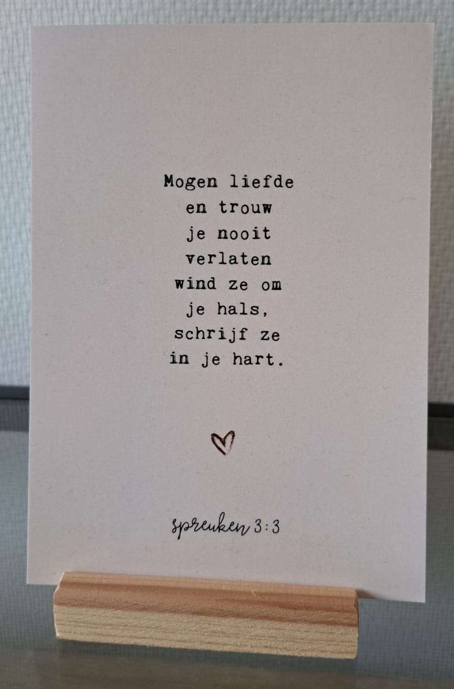 Kaart met tekst over liefde en trouw